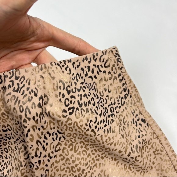 Current Air Taupe Leopard Printed Bias Midi Metallic Skirt - Picture 3 of 6